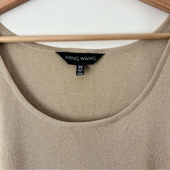 Ming Wang Metallic Gold Shimmer Tank Shell Top Plus Size 3X - Picture 4 of 10